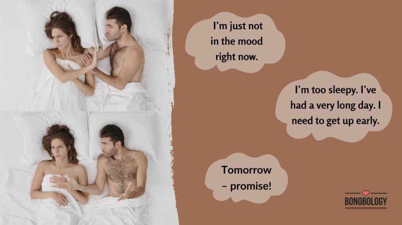 Reasons what woman give to man on bed