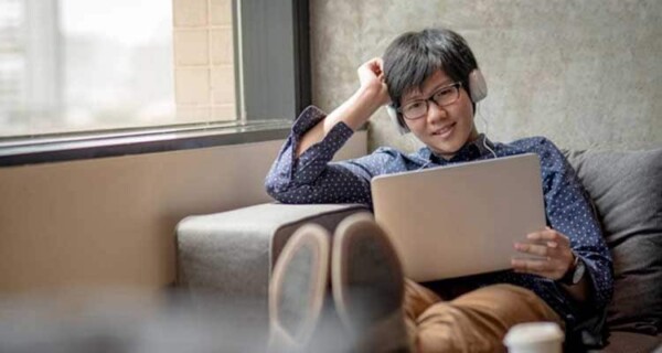 man using laptop