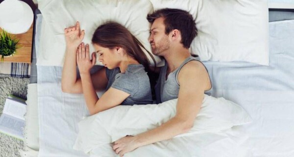 happy couple sleeping