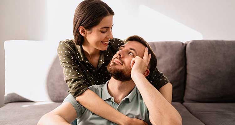 Couple sharig cozy moments