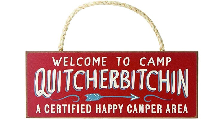 35 Useful Gift Ideas for Camping Lovers and Outdoorsy People - wooden sign