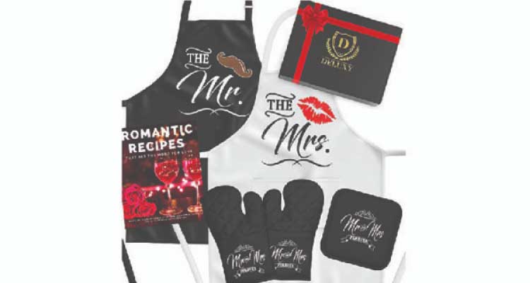 Mr. and Mrs. aprons for some kitchen romance