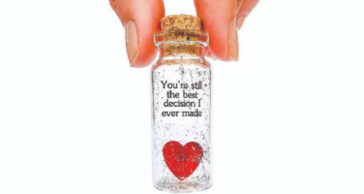 Red heart in bottle