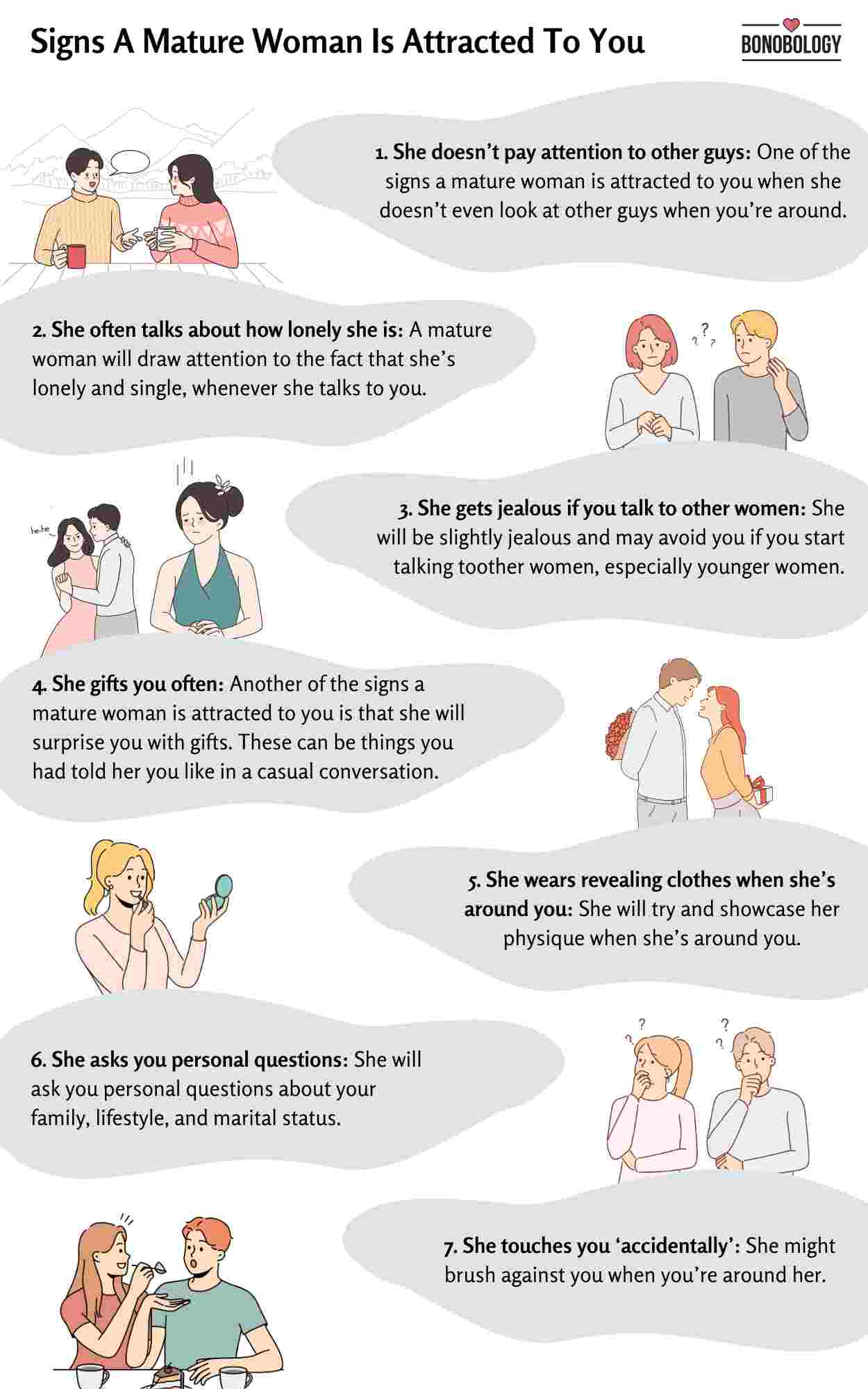 Infographic of Signs A Mature Woman Is Attracted To You