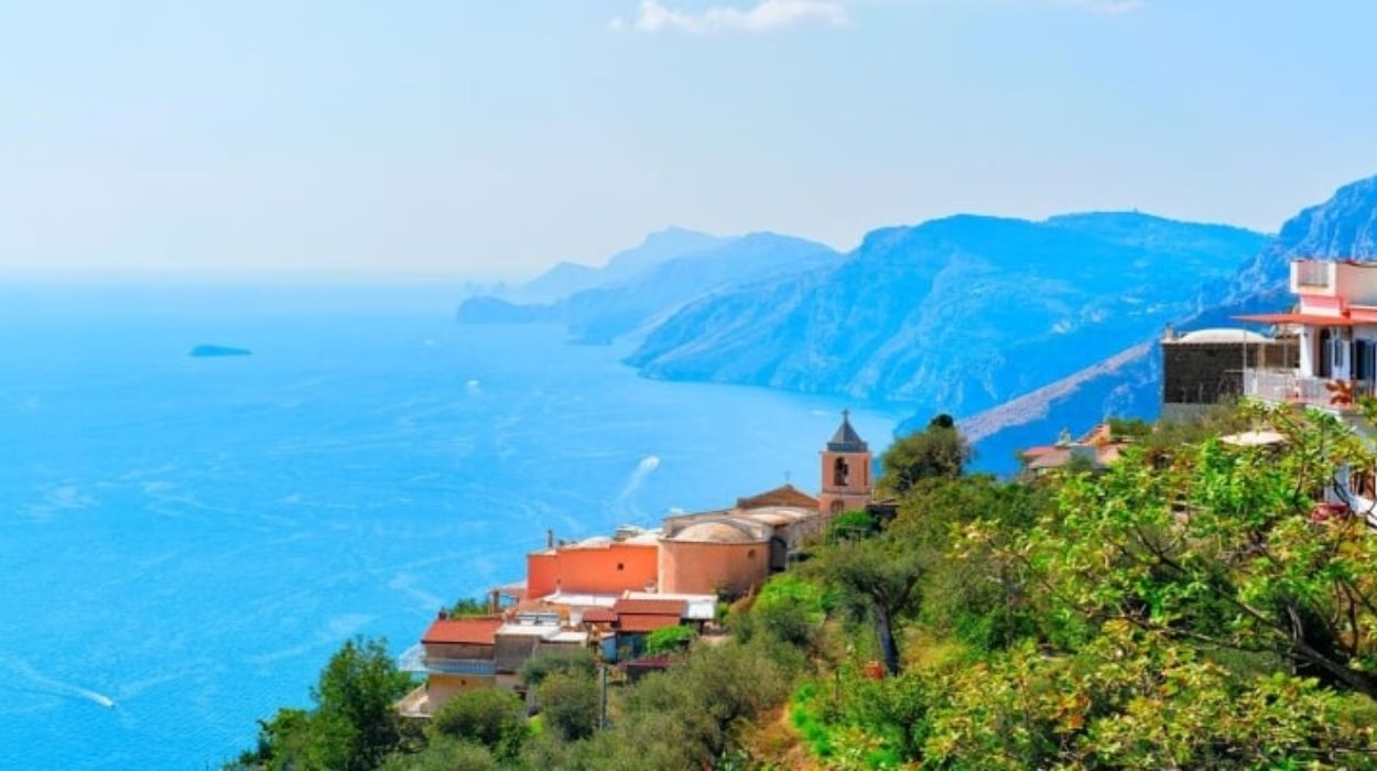 Nocelle Church and Path of Gods at the Tyrrhenian Sea